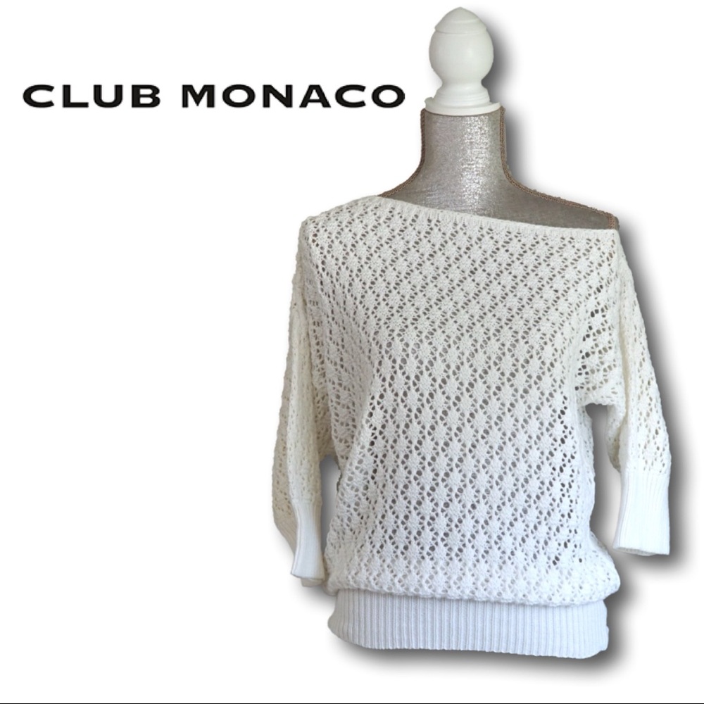 Club Monaco white off shoulder 3/4 sleeve sweater